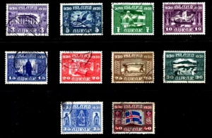 ICELAND SCOTT # 152-161 USADO 1930 CONJUNTO A 40 AUR, ENVÍO GRATUITO EN EE. UU. - Imagen 1 de 1
