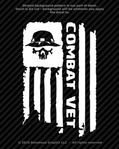 Combat Veteran Flag Vinyl Decal Military Window Tablet Sticker - 4 Size - Picture 1 of 8