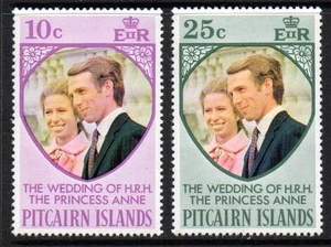 PITCAIRN ISLS MNH 1973 SG131-132 JUEGO DE 2 BODAS REALES - Imagen 1 de 1