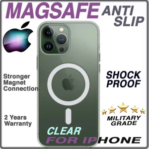 Magsafe iPhone Clear Cover Shockproof Non Slip Apple Case Mag Safe - Picture 1 of 28
