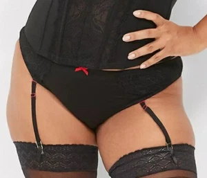 Lane Bryant Sexy Black Microfiber Thong Garter Panty Plus Size 26/28, 4X - Picture 1 of 8