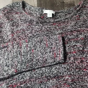 Maglione pullover asimmetrico Pure Jill donna taglia small nero rosso lana Jjill - Foto 1 di 9