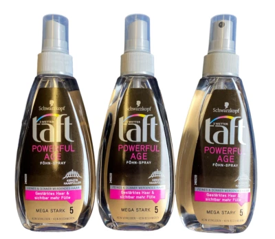 3 x Schwarzkopf 3 Weather Taffeta Powerful Age Blow Dryer Spray Mega Strong 5 (3x150ml) - Image 1 of 2