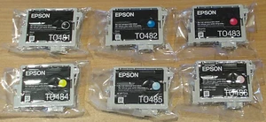 GENUINE EPSON T0481 T0482 T0483 T0484 T0485 T0486 airtight T0487 ink cartridges - Picture 1 of 2