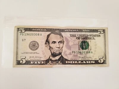 Birthday/Anniversary $5 Five Dollar Bill 1965 March 8th or 1965 3rd Sept - Image 1 of 2
