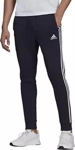 Adidas Men's 3XL Essentials Fleece Tapered Cuff 3-Stripes Pants Legend Ink/White - Picture 1 of 2