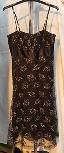 Preowned Review Black Lace Cocktail / Evening Dress Size 12 Spaghetti Straps - Picture 1 of 9