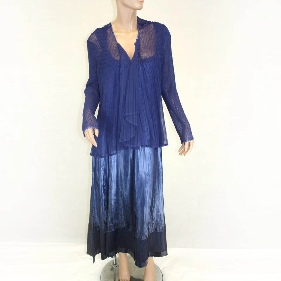Conjunto envolvente de vestido plisado formal talla grande Komarov azul real 2X Foto 1 de 4