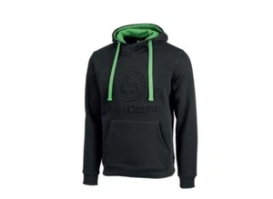 John Deere Hooded Embossed Logo Sweatshirt Hoodie MCL2022060 Black - Picture 1 of 3