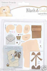 Docraft Forever friends 'black & gold' layered dies Use Xcut sizzix big shot etc - Picture 1 of 1