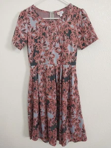 LuLaRoe Womens Size M Floral Short Sleeve Pleated Zipper Back Dress - Picture 1 of 6