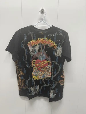 Camisa Christian Audigier HEART BREAKER Adulto 2XL AOP Calaveras Negra Foto 1 de 3