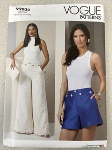 UNCUT Vogue V2034 Misses Shorts & Pants Sailor Style Y5 (18-26) Sewing Pattern - Picture 1 of 2
