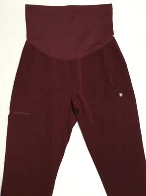 Calça esfoliante feminina FIGS Yola maternidade pequena marrom vermelha coleção técnica - Imagem 1 de 4