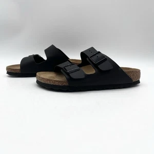 Birkenstock Arizona Sandals Slip-on Logo Buckles Black Size 36 New - Picture 1 of 8