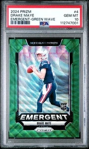 2024 Panini Prizm - Emergent Drake Maye #4 Green Wave Prizm (RC) MINT PSA 10 - Picture 1 of 2
