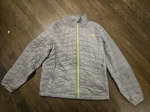 The North Face Boys SZ Large 14-16 Gray Quilted Jacket, Stained, Soiled. Light - Picture 1 of 11