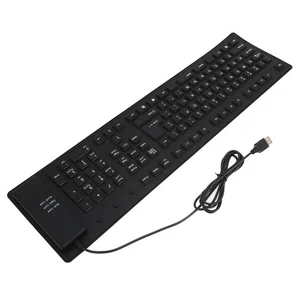 Black 109 Keys Foldable Silicone Keyboard Quiet Waterproof Dustproof USB Wir NEW - Afbeelding 1 van 12