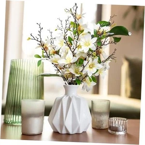 2 PCS 35inch Artificial Magnolia Flowers 3D Real Touch 12 Heads Faux Magnolia - Picture 1 of 7