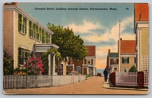 Vintage Linen Postcard Gosnold Street Harbor Provincetown Massachusetts - Picture 1 of 2