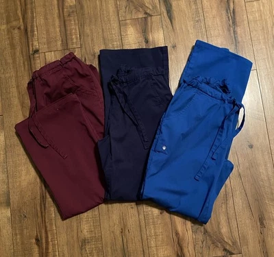 #1165 Conjunto de 3 pantalones exfoliantes para mujer vino, azul marino, azul Roy XS Foto 1 de 4