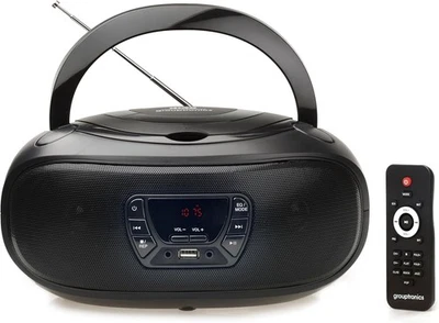 CD Player Portable Boombox FM Radio CD MP3  Remote Control & USB GTCDR-501 Black - Image 1 of 4