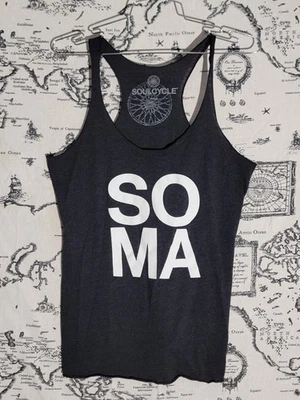 Camiseta sin mangas SoulCycle SOMA espalda cruzada gris para mujer talla S camiseta de entrenamiento gráfica Foto 1 de 4
