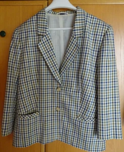 Blazer Karo Jacke Gr. 44 -46 / M - L oliv blau weiß kariert gefüttert 2 Taschen - Bild 1 von 10