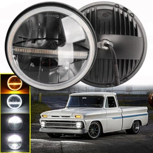 Faro LED redondo de 7" bombilla de haz alto/lo negro para camioneta Chevy C10 C20 C30 Nova - Imagen 1 de 10