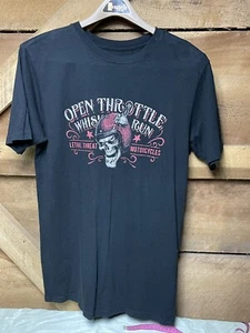 Lethal Threat Open Throttle Whiskey Run Skull Motorcycle Biker T Shirt Medium - Picture 1 of 9