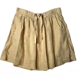 J.CREW Leinen Minirock Tunnelzug elastisch Damen XS beige Gummibund Taschen - Bild 1 von 14