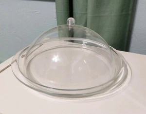 Vintage clear Acrylic Lucite cheese keeper SERVING TRAY w Dome Lid 4" h x 8.5" d - Picture 1 of 7