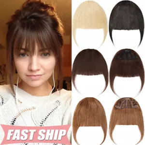 100% Thin Thick Bangs Fringe Clip In Real Virgin Human Hair Extensions Hairpiece - Picture 1 of 38