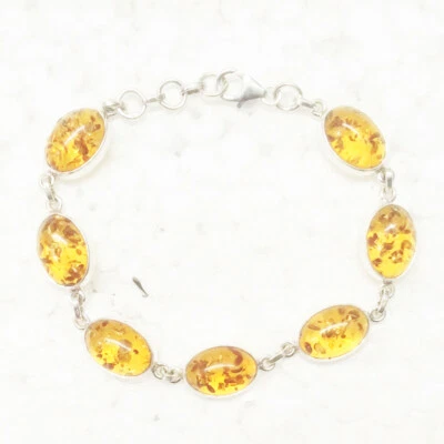 925 Sterlingsilber Bernstein Armband Handmade Schmuck Edelstein Armband - Bild 1 von 4