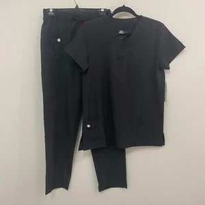 YOU Scrubs - Stretch Active Collection Modern Luxury Scrub Set- Black - Picture 1 of 4