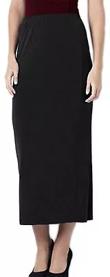 Long Pencil Skirt Black PonteRoma Jersey Lower Rear Split Ladies Plus Size - Image 1 of 4