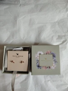Olivia Burton Lucky Bee Studs Rose Gold Earrings brand new on card boxed - Picture 1 of 5
