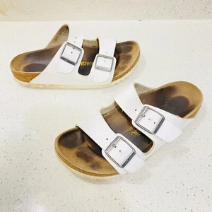 Birkenstock Arizona weiß Leder zwei Riemen Slipper Sandalen Damen US Größe 5 - Bild 1 von 13