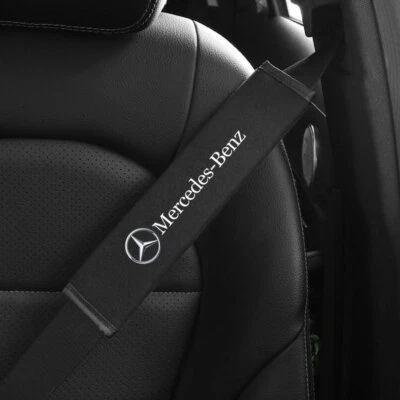 2PCS Black Car Seat Belt Covers Shoulder Pad Trim Protector For Mercedes Benz - Image 1 of 2