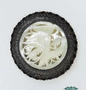 Colgante Broche Colgante Vintage 900 Plata Filigrana y Madre Perla Jerusalén Años 50 - Imagen 1 de 1