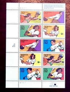 1995 Plate Block of 10, 2965a! MNH US Stamps! Recreational Sports XF! BV $14.25 - Picture 1 of 1