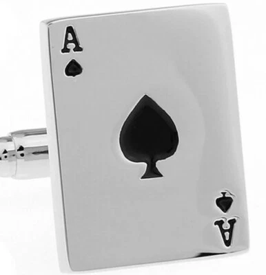 Pair Ace Card Cufflinks Poker Wedding  Gambling Gift Set Suit In Cufflink Box UK - Image 1 of 4