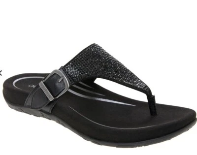 Sandalia chanclas Aetrex para mujer Rae brillantes estrás comodidad ortopédica nueva en caja Foto 1 de 4
