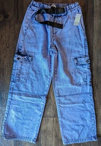 BP. Nordstrom Women's Purple Acid Wash Wide Leg Cargo 80s Style Jeans Small NWT - Picture 1 of 24