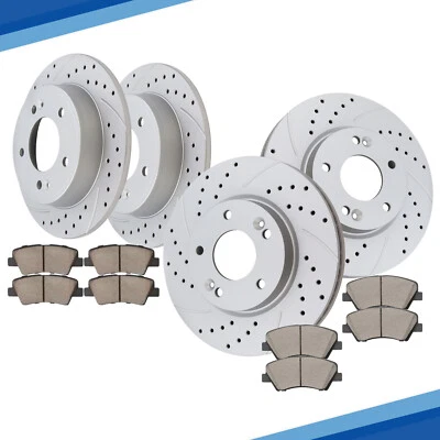 Rotores perforados delanteros y traseros pastillas de freno para Hyundai Elantra Veloster 2014-2016 Foto 1 de 4