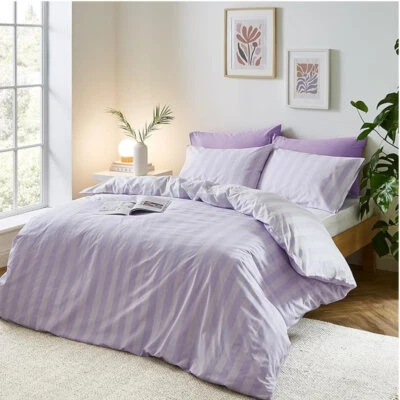 Girls Teenage Bedding Stripe Tease Lilac Duvet Cover Set Sassy B