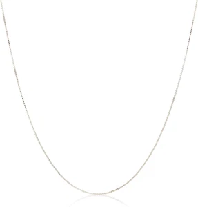 Sterling Silver Thin 0.8Mm Box Chain Necklace | Available in Yellow Gold or Silv - Picture 1 of 12