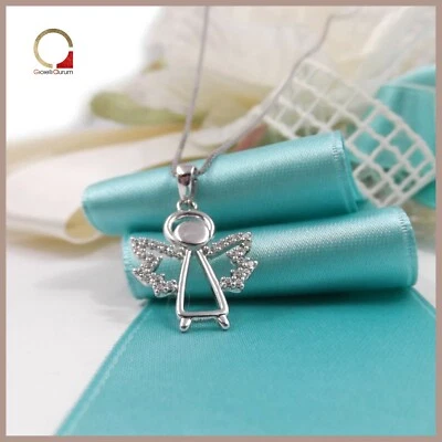 Collana in argento con ciondolo Angelo Custode catena Veneziana rodio oro bianco - Immagine 1 di 4