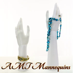 2 Female plastic mannequin hands right+left , life size- 1 pair hands (white)  - Picture 1 of 1