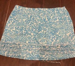 Lilly Pulitzer Skort Skirt Size 0 White Blue Teal Seashells - Picture 1 of 3